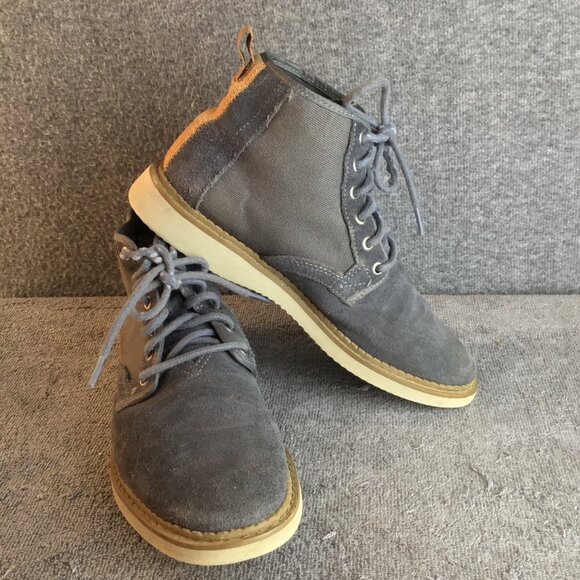 Toms Porter Men's Iron Gray Suede and Canvas Lace Up Casual Dress Boots Sz 7 - Picture 1 of 9